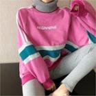 Turtle-neck Contrast-trim Sweatshirt
