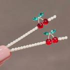 Set Of 2: Cherry Faux Pearl Hair Pin Ly1976 - Set Of 2 - Cherry - Red - One Size
