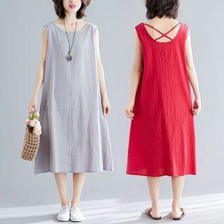 Plain Open-back Tank Top Dress