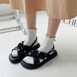 Heart Accent Slingback Sandals