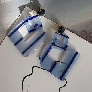 Perforated Square Drop Earring As Shown In Figure - One Size