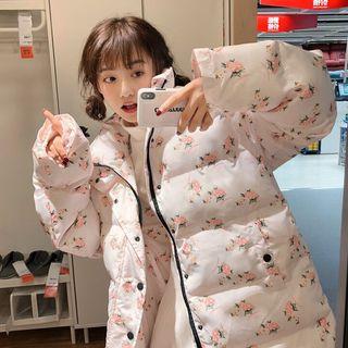 Floral Print Hooded Padded Jacket