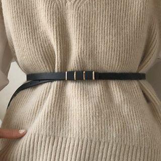 Faux Leather Belt B109 - Black - One Size