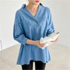 Open-placket A-line Shirt With Cord
