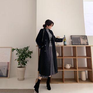 Handmade Flap-pocket Wool Long Coat