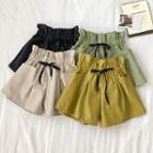 Plain High-waist Drawstring Shorts