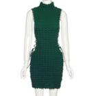 Sleeveless Mock-neck Lace-up Cutout Mini Dress