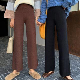 Knit High-waist Straight Cut Pants
