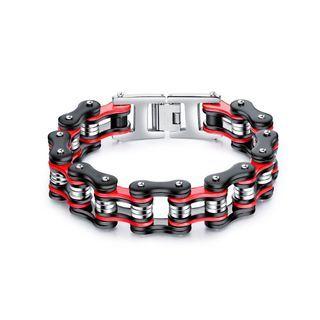 Fashion Trend Black And Red Bicycle Chain 316l Stainless Steel Bracelet Silver - One Size