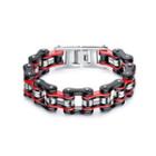 Fashion Trend Black And Red Bicycle Chain 316l Stainless Steel Bracelet Silver - One Size