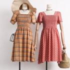 Square-neck Patterned A-line Dress