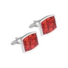Fashion Elegant Red Drip Geometric Square Cufflinks Silver - One Size