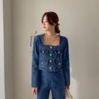 Square-neck Cropped Denim Jacket