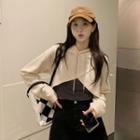Long-sleeve Asymmetric Hoddie + Plain Camisole Top