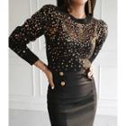 Round Neck Sequined Knit Top