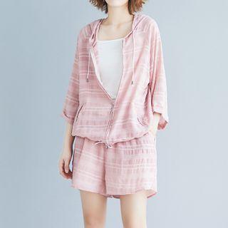 Set: Plaid Hooded Jacket + Shorts