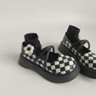 Checker Print Platform Mary Jane Shoes
