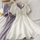 Drawstring Chiffon Mini Dress
