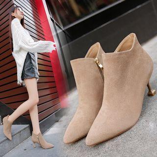 Faux Leather Zipped Ankle Boots