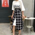 Elbow-sleeve T-shirt Dress / Midi Skirt