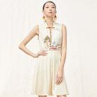 Stand-collar Print Sleeveless Dress