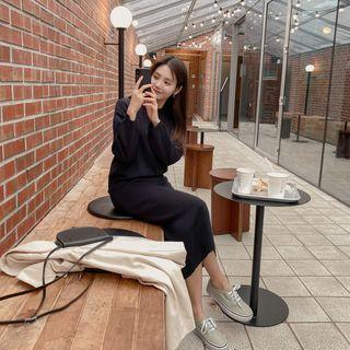 Hoodie & Skirt Knit Matching Set Black - One Size
