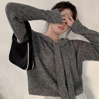 Details Loose-fit Hooded Sweater Gray - One Size