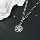 Coin Pendant Necklace Angel - One Size