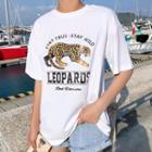 Short-sleeve Leopard Graphic T-shirt