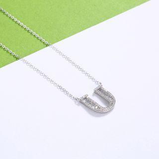 925 Sterling Silver Fashion Personality English Alphabet U Cubic Zircon Necklace Silver - One Size
