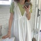 Short-sleeve Knit Top / Sleeveless Lace Trim Midi Dress