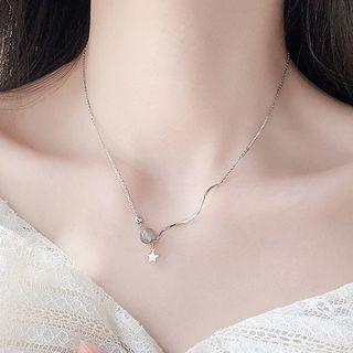 925 Sterling Silver Star Moonstone Choker 925 Silver - As Shown In Figure - One Size