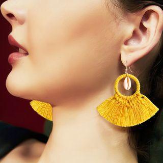 Tassel Fringed Hoop Dangle Earring