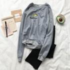Banana Embroidery Sweatshirt Gray - One Size