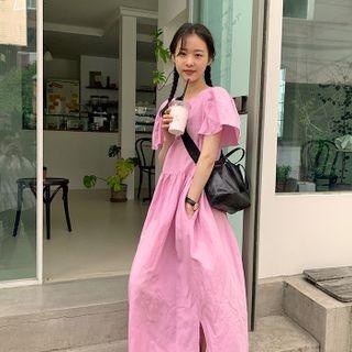 Cinch-waist Long Dress
