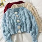Flower-accent Loose Cardigan