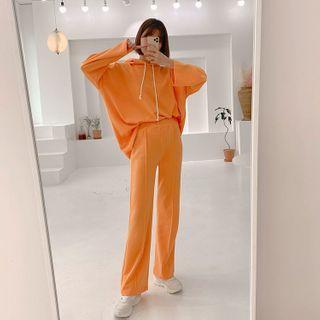 Hoodie & Pants Sweatsuit Set Orange - One Size