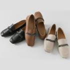 Square-toe Chain Loafers