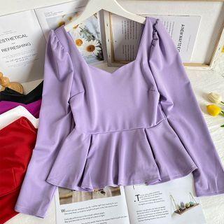 Slim-fit Peplum Top In 5 Colors