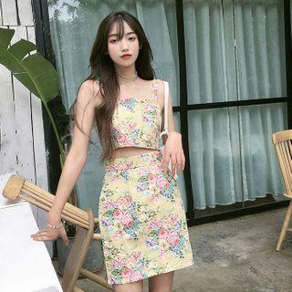 Set: Floral Sleeveless Top + Skirt