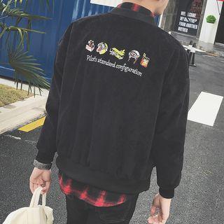 Embroidery Corduroy Zip Jacket