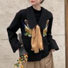 Tie-neck Embroidered Asymmetrical Jacket