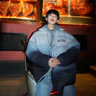 Ombre Lettering Padded Zip Jacket
