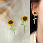 Glaze Sunflower Dangle Earring 1 Pair - Earrings - Silver - Sunflower - One Size