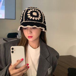 Crochet Knit Hat Black - M