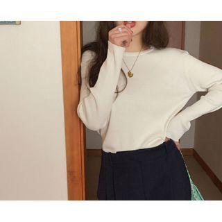 [dearest] Round-neck Rib-knit Top (cream) One Size