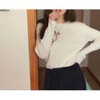 [dearest] Round-neck Rib-knit Top (cream) One Size