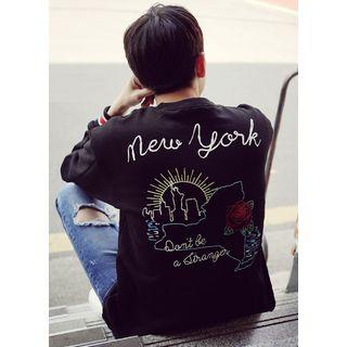 Print Embroidered Sweatshirt