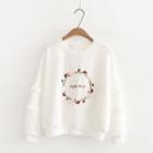 Flower Embroidered Lettering Pullover