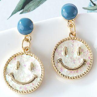 Smile Face Drop Earring 1 Pair - Stud Earring - Silver Needle - As Shown In Figure - One Size